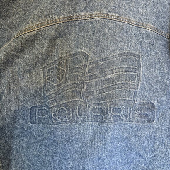 VTG Embossed Denim Trucker Jean Jacket Polaris ATV Snowmobile Mens XXL USA - Picture 6 of 12